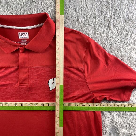 Wisconsin Badgers Polo Shirt Mens Extra Large Red White Performance Tech Bucky - Picture 5 of 7